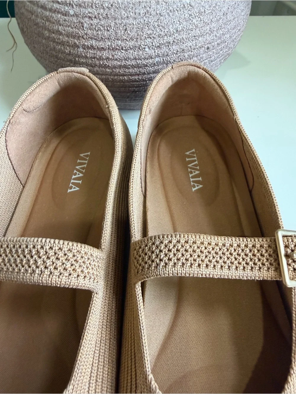 VIVAIA Margot Mary Jane Square Toe Flats - Nutmeg / Beige (Size EU 37 / US 6.5)